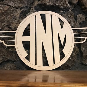 Wooden monogram wall hanging-Family name-Personalized-Wedding or Birthday Gift-Door wreath monogram-Available in 3 sizes-Natural unpainted