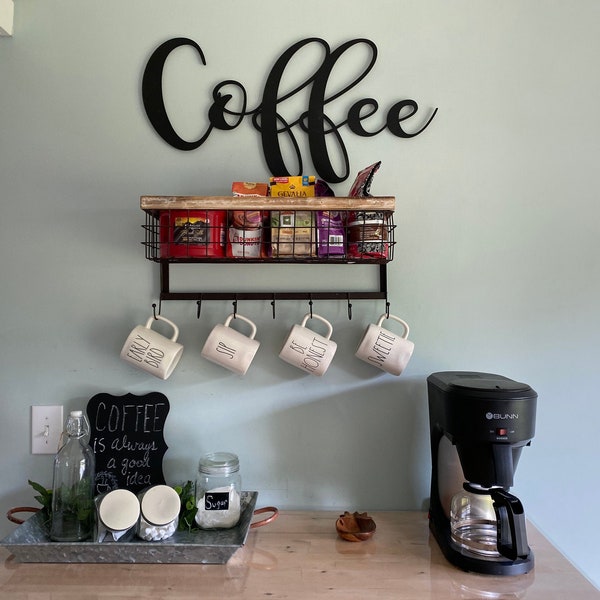 Wooden Laser Cut Coffee Sign | Coffee Sign | Wood Words | Coffee | Wood Word Art | Laser Cut Name | Coffee Bar Decor | Coffee Wall Art