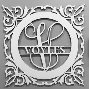 Wooden monogram wall hanging-Family name-Personalized-Wedding or Birthday Gift-Door wreath monogram-Available in 3 sizes-Natural unpainted