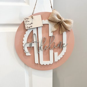 Hospital Monogram Door Hanger |Baby Name Wreath| Personalized | Nursery Name Sign| Baby Name Sign| Nursery Door Hanger|Baby Shower Gift