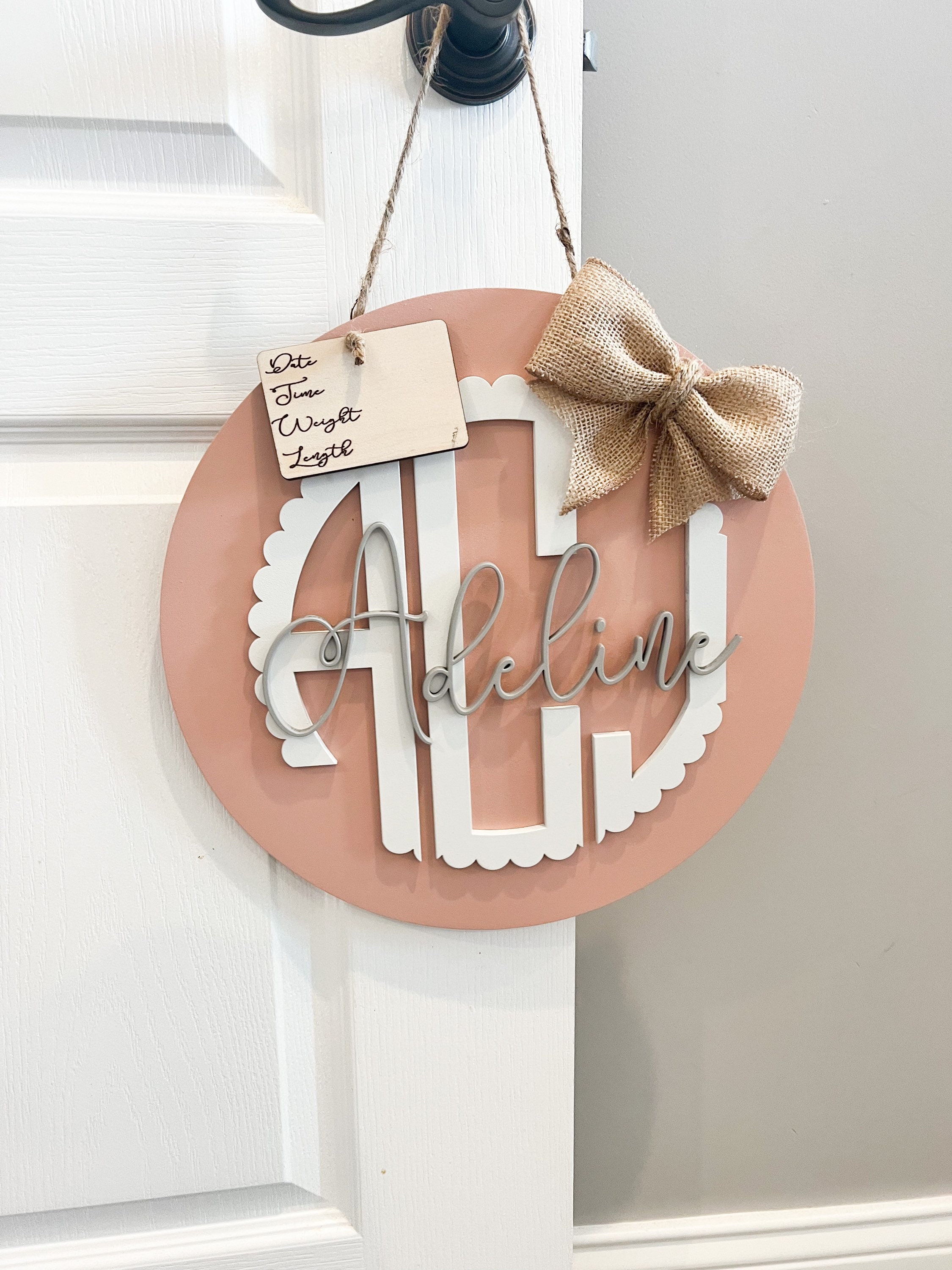 Hospital Monogram Door Hanger |Baby Name Wreath| Personalized | Nursery Name Sign| Baby Name Sign| Nursery Door Hanger|Baby Shower Gift