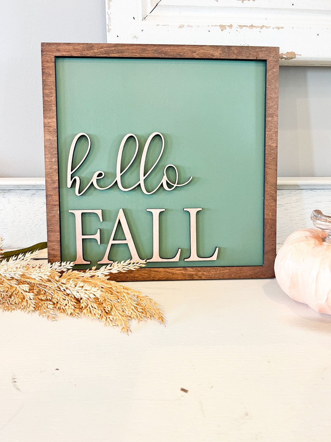 Hello Fall Sign |fall Sign| Fall Decoration| Custom Wood Sign ...