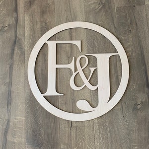 Two initials Wooden monogram wall hanging-Family name-Personalized-Wedding or Birthday Gift-Front Door wreath-Wedding backdrop- two initials
