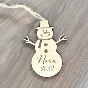 Snowman Personalized Christmas Ornament|Name Christmas Ornament|Christmas Decor|Christmas Tree Decor |Wood Ornament | Engraved Ornament