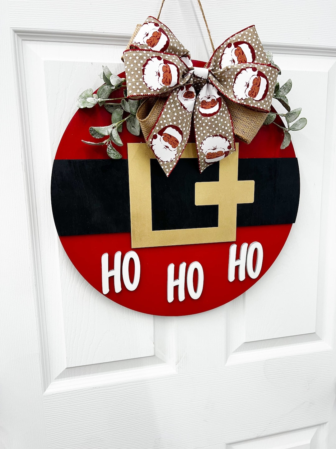 Christmas Front Door Hanger Santa Claus Door Hanger Christmas Wreath