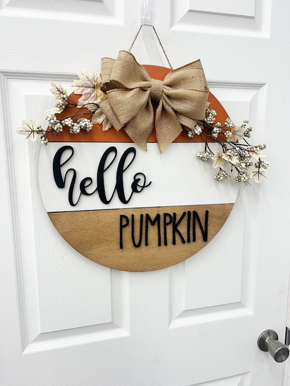 Hello Pumpkin Door Hanger|Fall Door Wreath | Personalized | Fall Door Hanger | Gift | Fall Sign | Fall Wreath | Fall Decor|