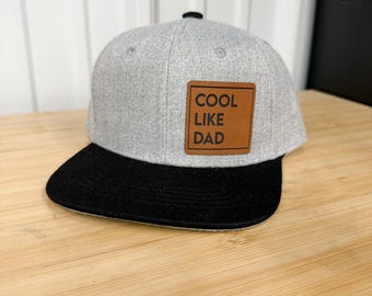 Cool like dad infant hat custom kid hat with name hat leather patch hat christmas gift for toddler birthday gift for kid baby hat