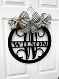 Last name door sign Initial Door Wreath Personalized front door family name Door wreath monogram birthday gift mother's day wedding gift
