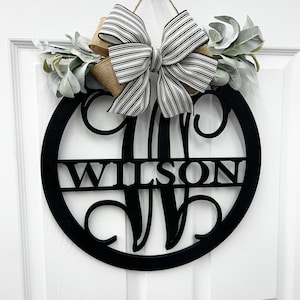 Last name door sign Initial Door Wreath Personalized front door family name Door wreath monogram birthday gift mother&#39;s day wedding gift