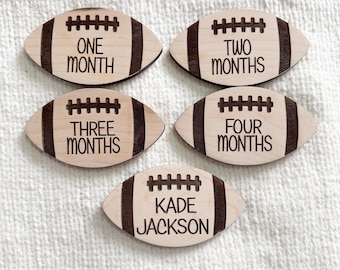 Baby Monthly Milestone Markers | Football Baby Milestone Disc | Baby by the Month For Photos | Baby Gift |Baby Milestone Photos |