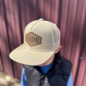 Name hat personalized snapback hat infant custom youth hat with name hat leather patch hat christmas gift for toddler birthday gift for son