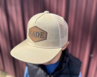 Name hat personalized snapback hat infant custom youth hat with name hat leather patch hat christmas gift for toddler birthday gift for son