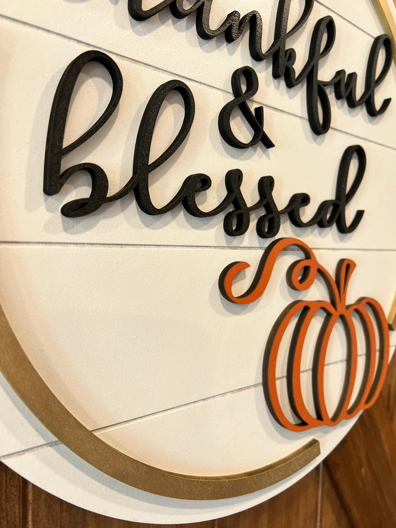 Thankful and Blessed Fall Door Hanger|fall Door Wreath | Personalized ...