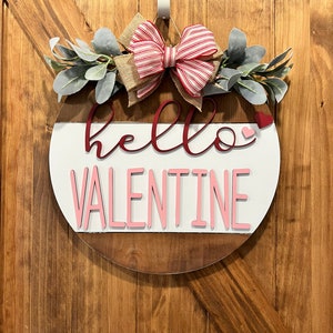 Valentine Wreath | Hello Valentine Door Hanger| Personalized | Valentine Decor | Front door | Valentine Door Hanger | Gift | Wreath