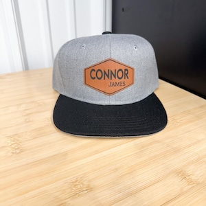 Name hat personalized infant hat custom kid hat with name hat leather patch hat christmas gift for toddler birthday gift for kid baby hat