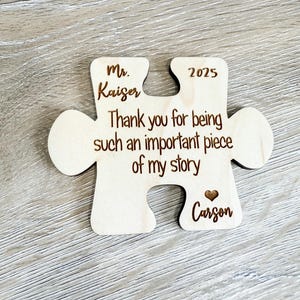 Personalized puzzle piece caregiver gift important piece of my story Teacher Coaster Teacher Gift Wooden Teacher Gift Engraved
