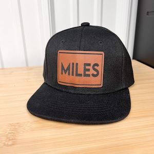 Name hat personalized infant hat custom kid hat with name hat leather patch hat christmas gift for toddler birthday gift for kid baby hat