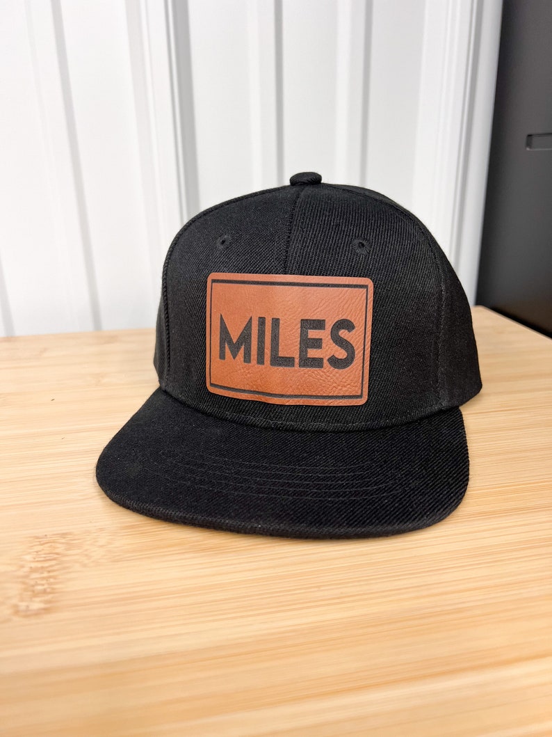 Name hat personalized infant hat custom kid hat with name hat leather patch hat christmas gift for toddler birthday gift for kid baby hat zdjęcie 5