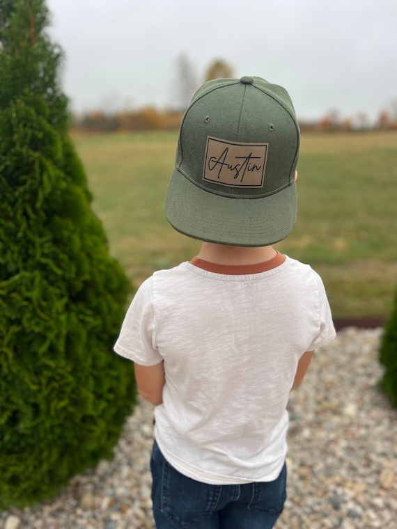 Name hat personalized infant hat custom kid hat with name hat leather patch hat christmas gift for toddler birthday gift for kid baby hat
