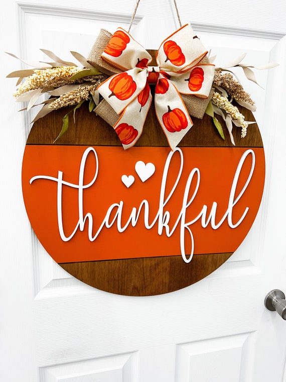 Thankful Door Hanger|Fall Door Wreath | Personalized | Fall Door Hanger | Gift | Fall Sign | Fall Wreath | Fall Decor|