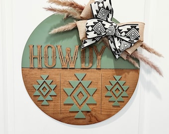 Aztec Door Hanger | western|Personalized | Wood Decor | Front door | Door Hanger | Birthday Gift | Monogram | Wreath | House Warming Gift |