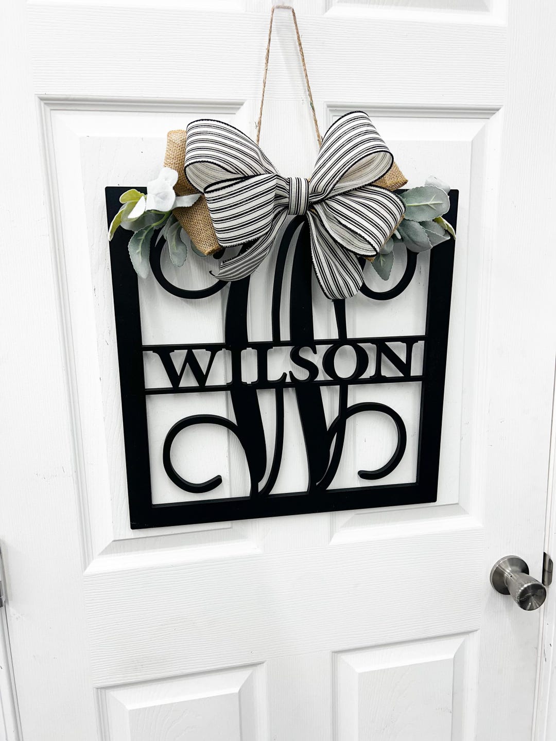 Last Name Door Sign Initial Door Wreath Personalized Front Door Family ...