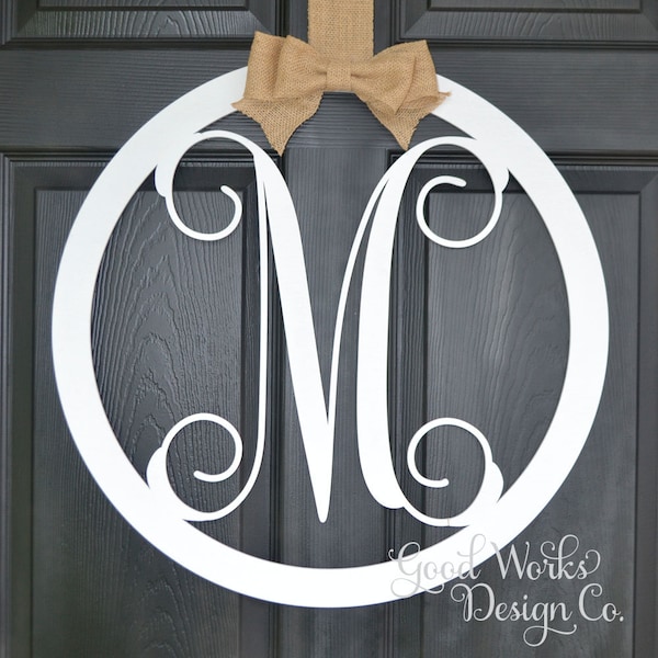 Wooden monogram wall hanging front door family name Personalized-Wedding Birthday Gift-Door wreath monogram-Mother’s Day-Natural unpainted