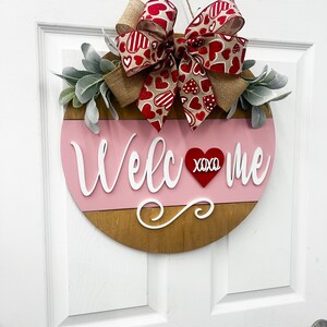 Valentine Wreath Hello Valentine Door Hanger Personalized Valentine Decor Front door Valentine Door Hanger Gift Wreath image 3