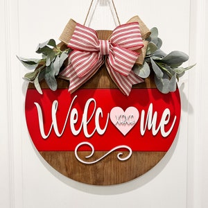 Valentine Wreath Hello Valentine Door Hanger Personalized Valentine Decor Front door Valentine Door Hanger Gift Wreath image 1