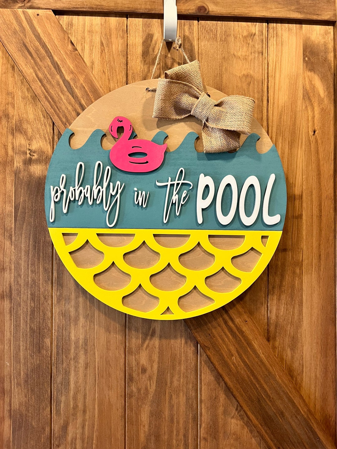 Front Door Wreath Pool Door Hanger summer Door Wreath Wood Etsy