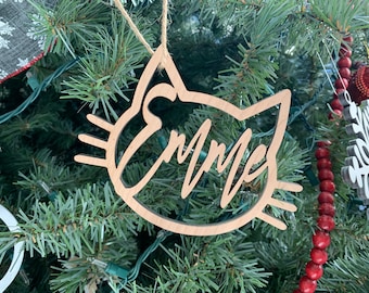 Pet Christmas Ornament|Personalized Cat Christmas Ornament|Christmas Decor|Christmas Tree Decor |Wood Ornament | Engraved Ornament| Gift