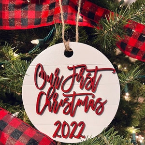Our First Christmas Ornament|Personalized Christmas Ornament|Christmas Decor|Christmas Tree Decor |Wood Ornament | Engraved Ornament