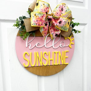 Summer Door Wreath Hello SunshineFront door Wreath Personalized Last NameDoor wreath Front door Door Hanger Gift image 4