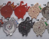 Novelty Peeking Cat Bum Coaster. Individual, Hand Crocheted, Funny Home and Kitchen Gift for Cat Lovers. Unique Kitty Butt Table Ware Mat