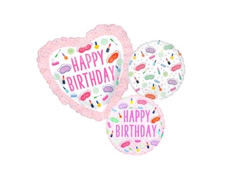 Paquete de 3 globos para spa, fiesta de niña, fiesta de pijamas, fiesta de salón de belleza, fiesta de cambio de imagen.