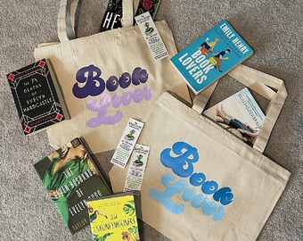 Book Lover - Large Zippered Canvas Tote