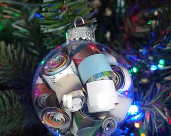 Glass Ornament With Book Page Curls