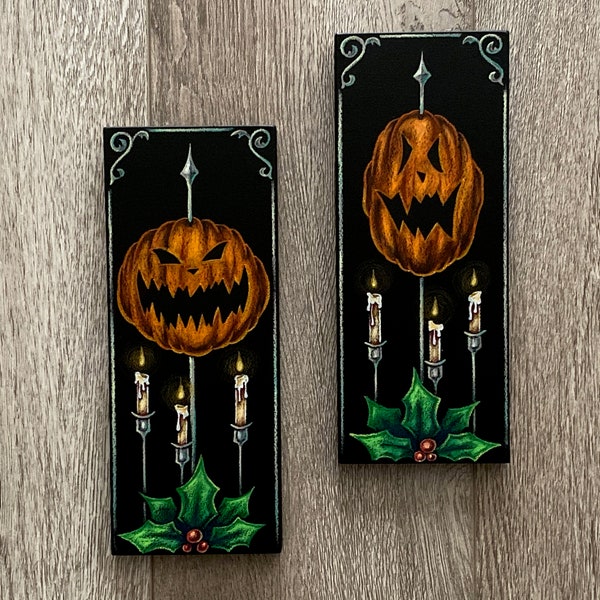 Wall Decor | Halloween Mansion | Set of 2 | Pumpkin | Nightmare Before Christmas | NMBC | Haunted Mansion | Skull | Holly | FREE SHIPPING