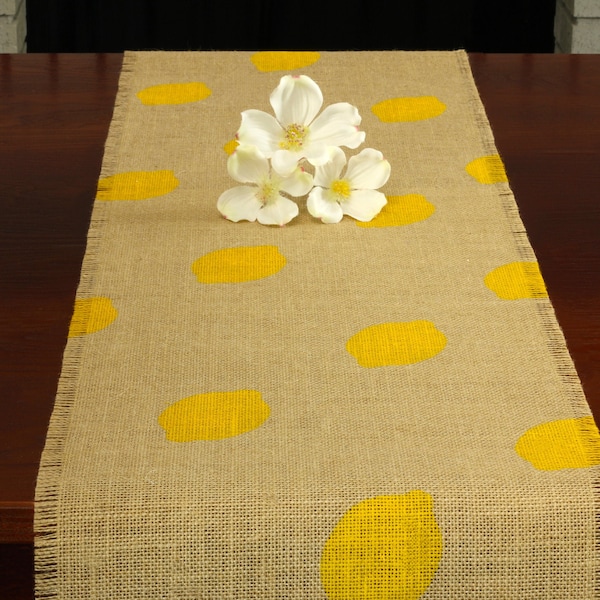 Summer Burlap Table Runner, Yellow Lemon Table Runner, Farmhouse Runner, Lemon Runner, Table Runner, Summer Decor