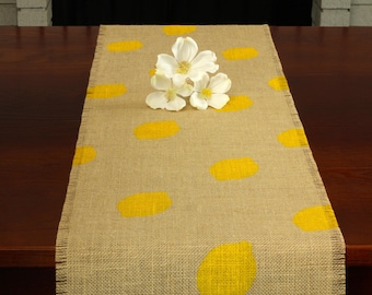 Handmade Lemon Burlap Table Runner: Summer Farmhouse Decor