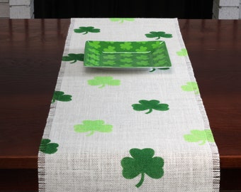 Patty/'s Clover March Fast Shipping! Saint Patrick/'s Table Decoration Green Reversible Long Table Runner St