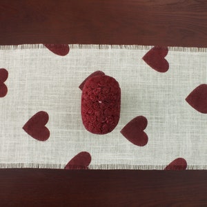 Valentine's Burlap Table Runner, Valentine's Day Barn Red Heart Runner, Valentine's Day Runner, Valentine's Day Decor, Valentine's Party image 7