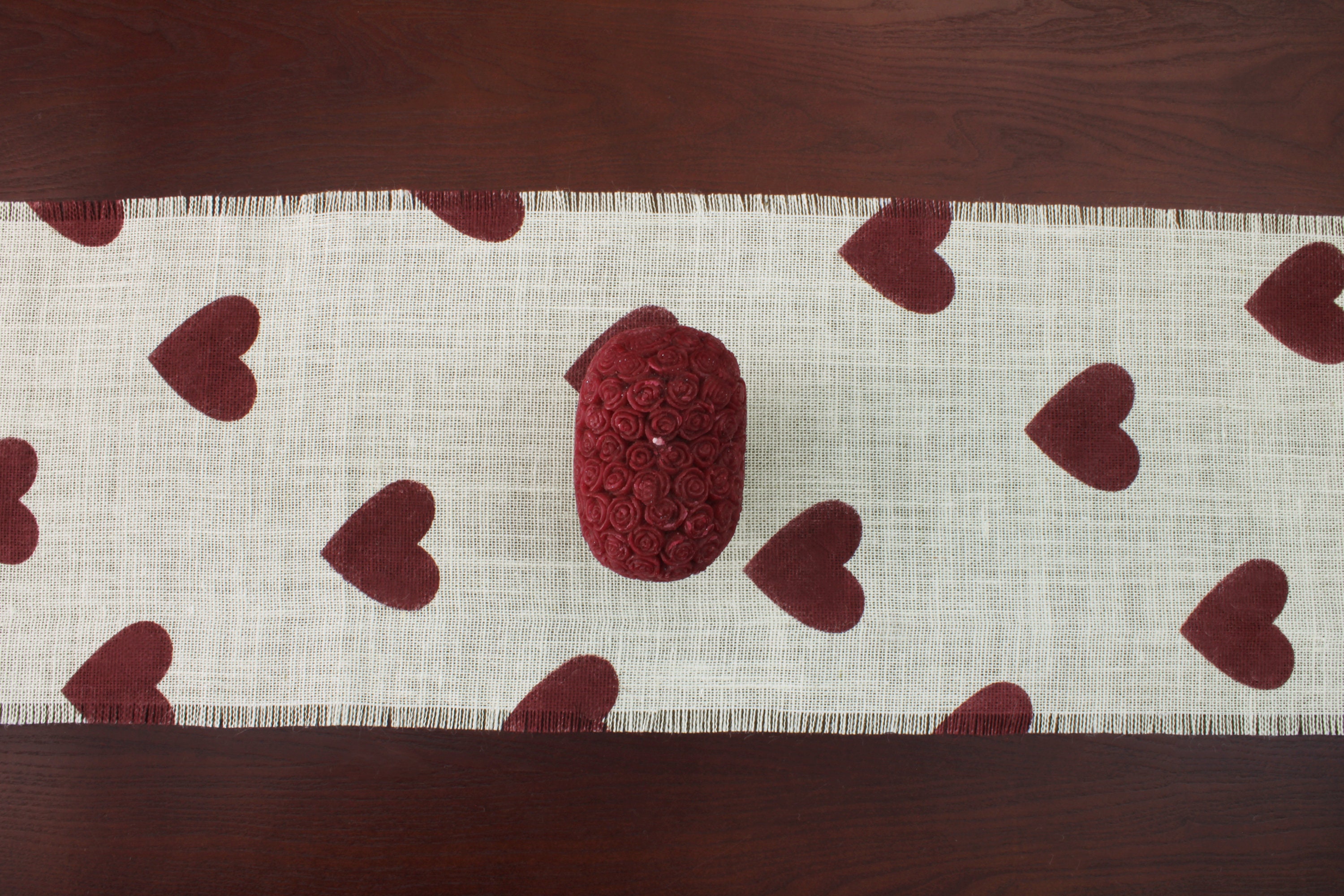Valentine's Burlap Table Runner, Valentine's Day Barn Red Heart Runner ...