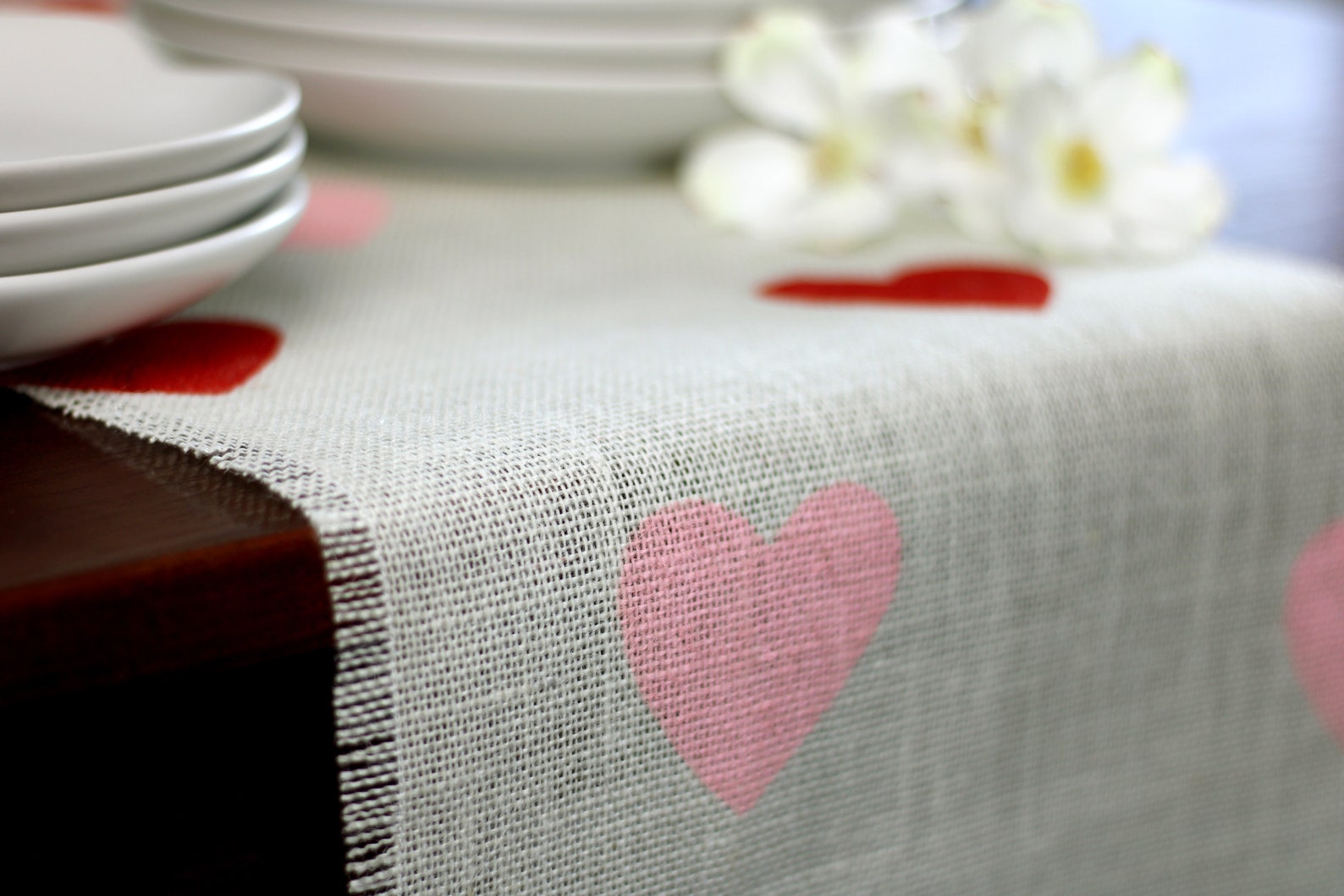 Valentine's Burlap Table Runner Valentine's Day Red Etsy
