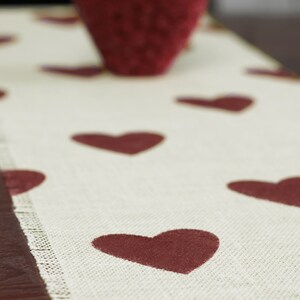 Valentine's Burlap Table Runner, Valentine's Day Barn Red Heart Runner, Valentine's Day Runner, Valentine's Day Decor, Valentine's Party image 4