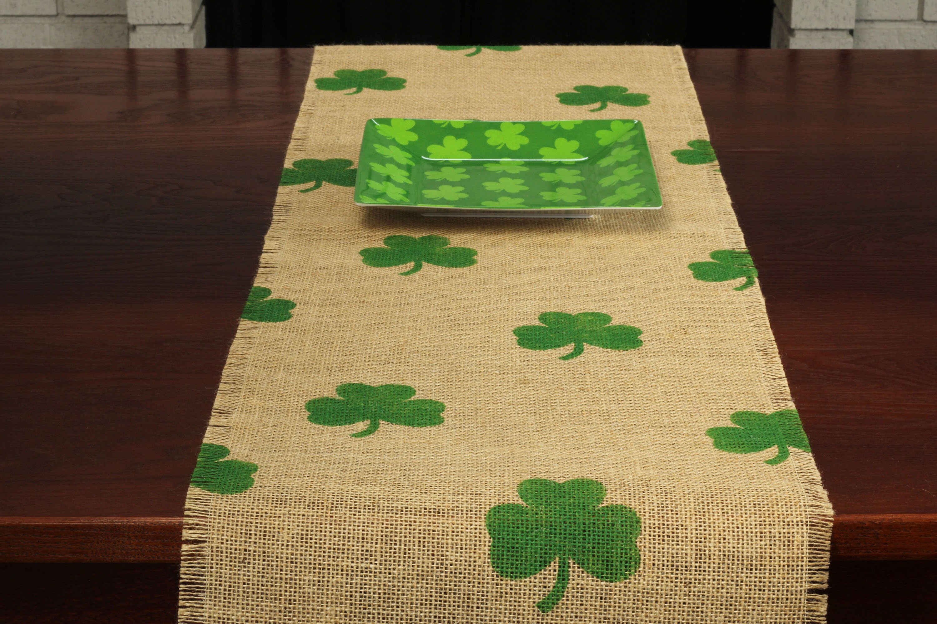 St Patrick's Burlap Table Runner St Patricks Green Etsy