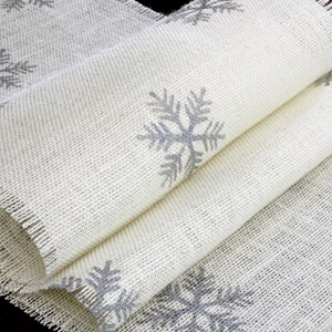 Winter Burlap Table Runner, Winter Silver Snowflake Runner, Winter Runner, Winter Decor, Winter Runner, Winter Party image 6