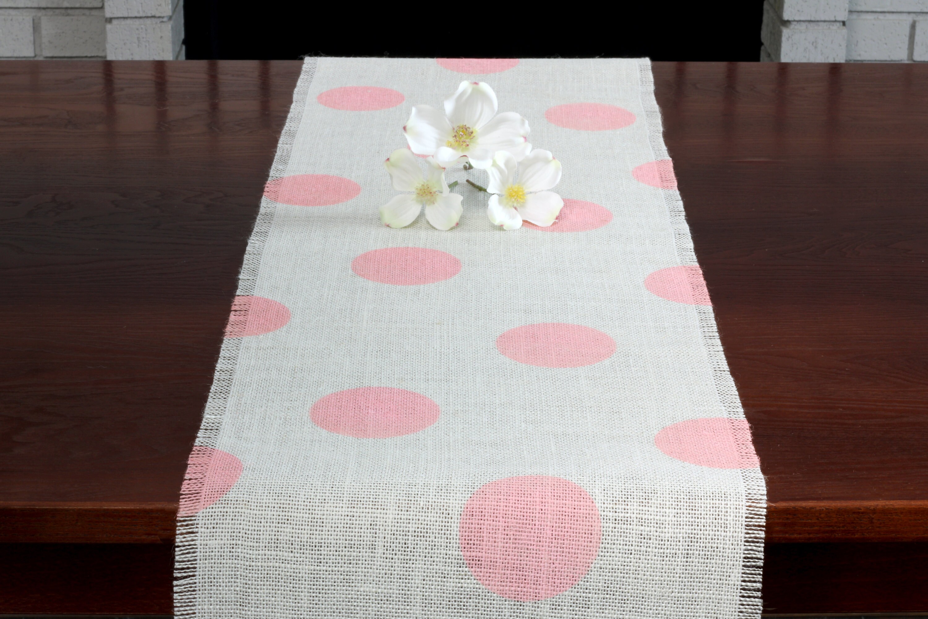 Baby Shower Burlap Table Runner Baby Shower Light Pink Polka Etsy
