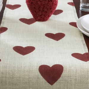 Valentine's Burlap Table Runner, Valentine's Day Barn Red Heart Runner, Valentine's Day Runner, Valentine's Day Decor, Valentine's Party image 5