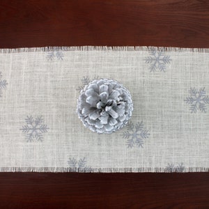 Winter Burlap Table Runner, Winter Silver Snowflake Runner, Winter Runner, Winter Decor, Winter Runner, Winter Party image 7